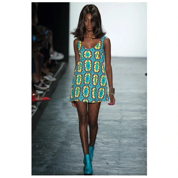 Jeremy Scott - RARE Spring Summer 2016 Psychedelic Mini Dress Scoop Neckline - Picture 1 of 11